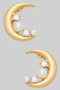 Crescent Studs With Cz And Pearl