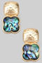 Hammered Geo Post Studs With Quatrefoil Charm