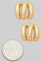 Wide Triple Stack Brass Post Earrings