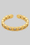 Ruffle Edge Brass Ring With Decorative Cz