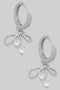 Cz Pave Hoops With Cz Bow Charm