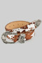 Western Cow Print Belt With Floral Buckle