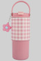 Checker Print Stainless Steel Bottle With Straw