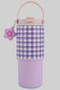 Checker Print Stainless Steel Bottle With Straw