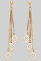 Ball Studs With Dangling Diamond Shaped Charms