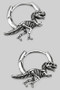 Stainless Steel Small Hoops With Tyrannosaurus Bones