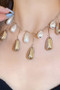 Sectioned Chain Necklace With Pearl Bulb Bib