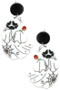Halloween Ghost With Rose Drop Earrings 
