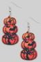 Wooden Pumpkin Stack Halloween Drop Earrings