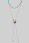 Bolo Style Layered Bead And Cowboy Hat Pendant Necklace