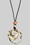 Adjustable Cord Necklace With Mixed Media Geo Pendant