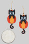 Glittery Acrylic Black Cat Pumpkin Drop Earrings