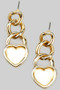 Chain Link Drop Earrings With Mop Heart Charms