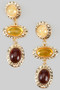 Triple Tiered Geo Stone Drop Earrings