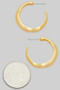 Slight Wavy Textured Shiny Brass Hoops
