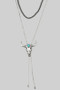 Bolo Style Layered Bead And Bull Skull Pendant Necklace