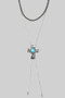 Bolo Style Layered Bead And Tq Cross Pendant Necklace
