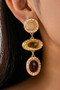 Triple Tiered Geo Stone Drop Earrings