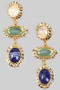 Triple Tiered Geo Stone Drop Earrings