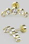 Curved Round Cz Star Screw Back Earrings