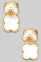 Hammered Geo Post Studs With Quatrefoil Charm