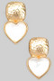 Textured Post With Stone Heart Drop Earrings