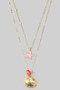 Colorful Starfish And Cz Shell Layered Chain Necklace