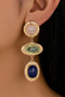 Triple Tiered Geo Stone Drop Earrings