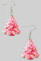 Acrylic Pink Christmas Tree Drop Earrings