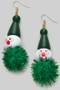 Wooden Clown Christmas Earrings