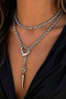Long Layerable Spike And Heart Chain Necklace