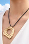 Matte Gold Textured Square Pendant Cord Necklace
