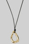 Matte Gold Textured Geo Pendant Cord Necklace