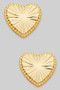Ridged Brass Heart Studs