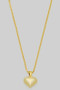 Puff Heart Pendant Brass Necklace