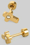 Mini Stainless Steel Screw Back Cross Cz Studs