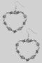 Barbed Wire Rose Heart Shaped Drop Earrings
