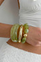 Three Piece Brass Bangle Acrylic Cuff Acrylic Stretch