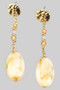 Stone Drop Earrings With Beads And Hammered Post