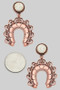 Filigree Horseshoe Stone Post Drop Earrings