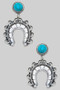Filigree Horseshoe Stone Post Drop Earrings
