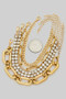 Five Piece Chain And Rhinestone Bracelet Set