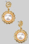 Hammered Post Earrings With Dangling Round Pearls