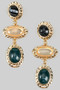 Triple Tiered Geo Stone Drop Earrings