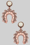 Filigree Horseshoe Stone Post Drop Earrings