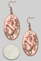 Copper Pressed Horse Oval Drop Earrings