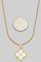 Stainless Steel Mop Quatrefoil Pendant Necklace