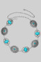 Western Tq Stone Medallion Link Chain Belt