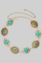 Western Tq Stone Medallion Link Chain Belt
