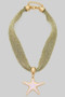 18K Gold Dipped Starfish Pendant Metal Fabric Necklace